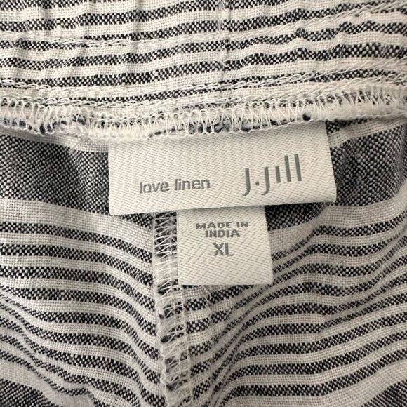 J. Jill Love Linen Striped Pull On size XL Drawstring Shorts Grey White - Picture 3 of 7